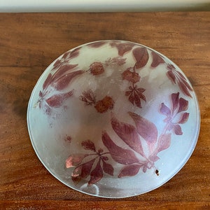 May include: A frosted glass lampshade with a floral design in shades of brown and white.