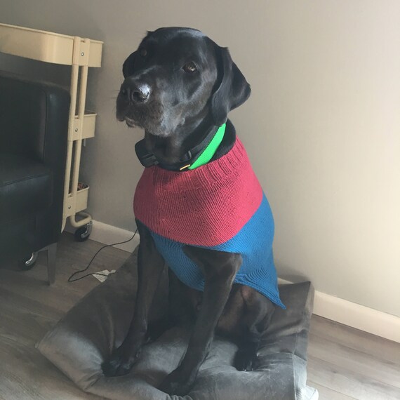 Large Knitted Color Blocked Dog Sweater Large Knitted Color Blocked Dog Sweater