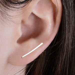 Flat minimalist ear climbers - slim design -sterling silver 950