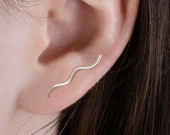Sterling silver - pair of zig zag ear climbers - minimalist design and jewel - ear cuff