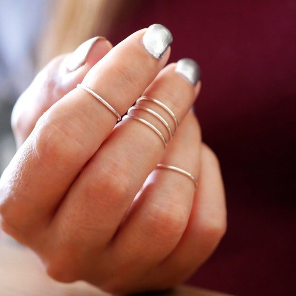 Bagues de phalange minimalistes en argent sterling - nombre au choix - ajustable