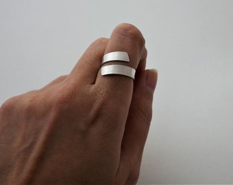 Bague serpentin sur deux niveau en argent 950 - Minimaliste