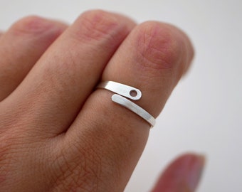 Thin, minimalist and design ring, open ring - silver 950