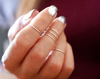 knuckle ring silver - Minimalist ring made of 950 silver wire - any number - adjustable