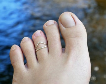 Set of 2 toe rings in 950 silver - minimalist jewellery