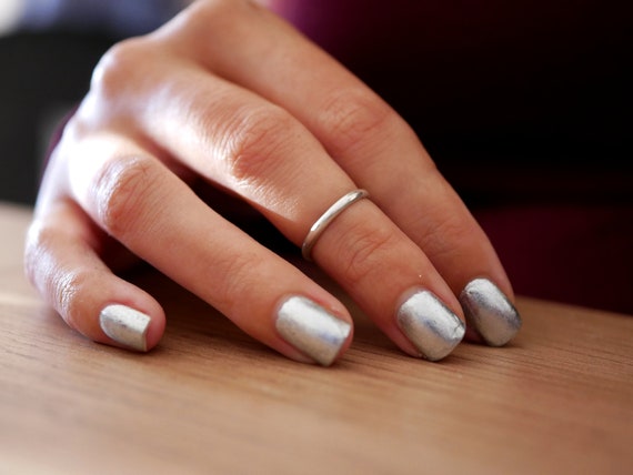 Bague de phalange simple, minimaliste, en argent sterling demi jonc, ajustable