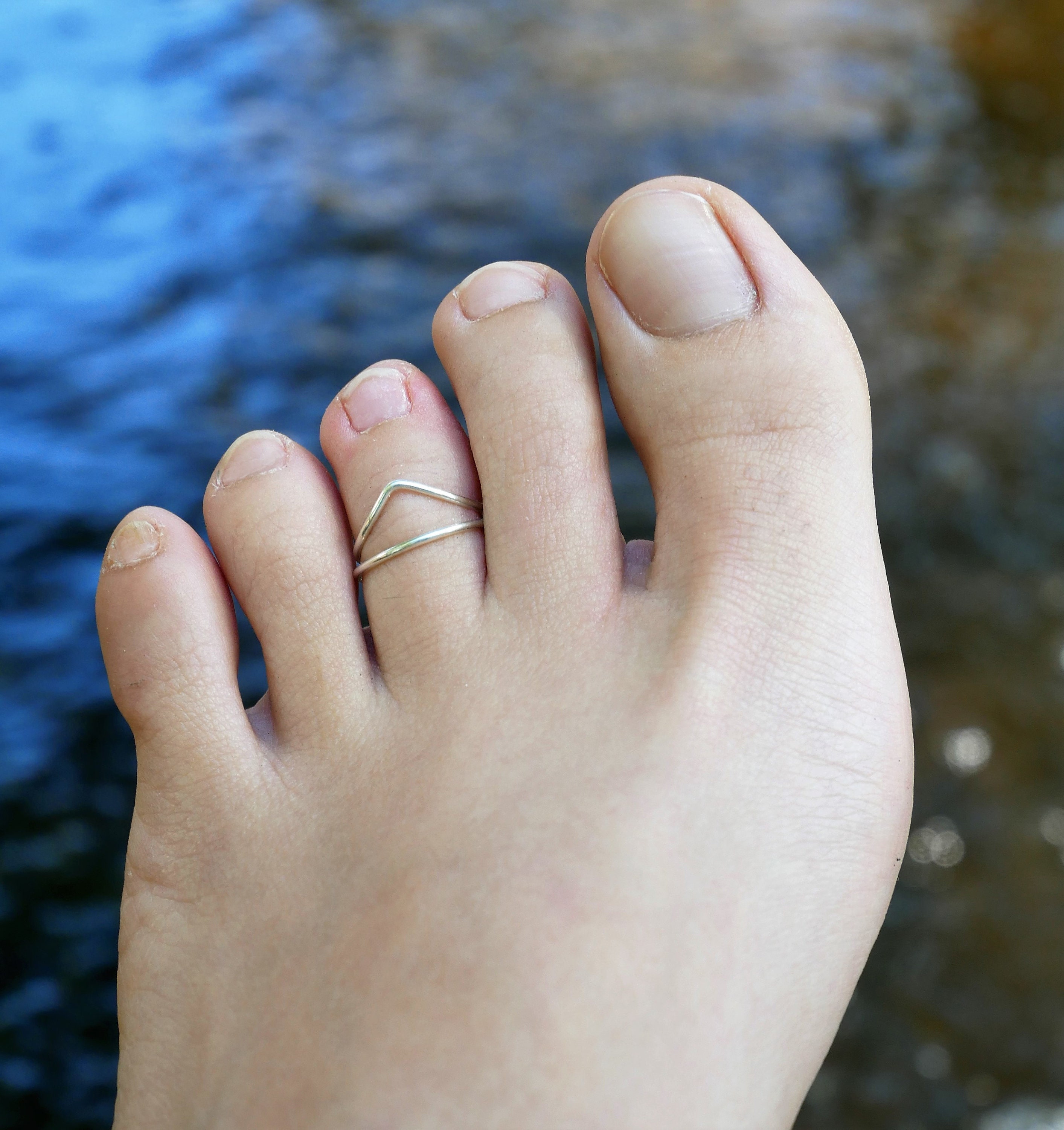 Set of 2 toe rings in 950 silver - minimalist jewellery