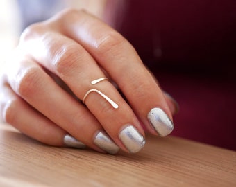 Bague minimaliste de phalange en argent 950 ou bague de petit doigt - ajustable