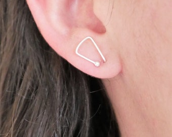 Triangle earrings (fleas) - minimalist style - silver 950