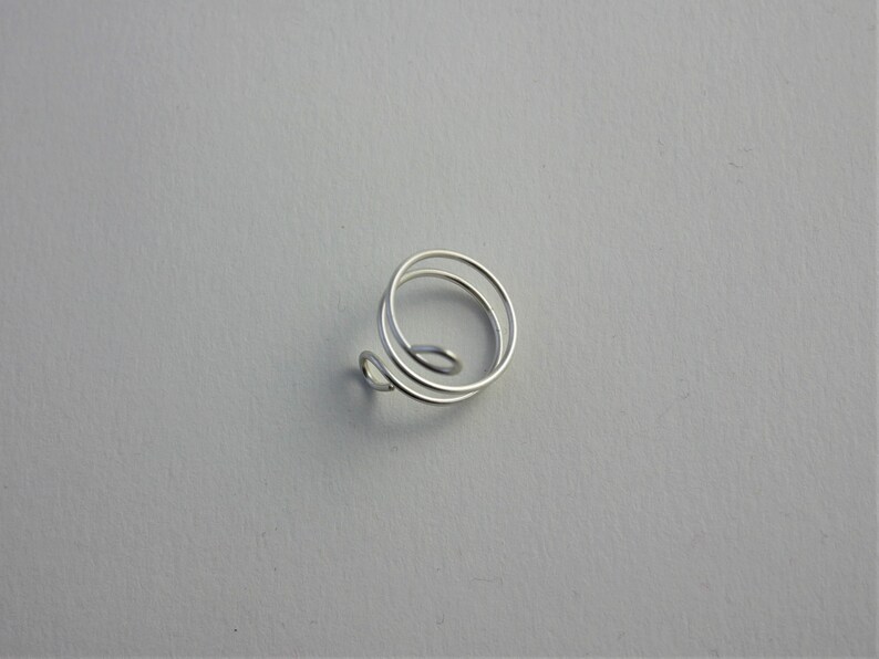 Double phalanx ring in sterling silver wire adjustable minimal double buckle