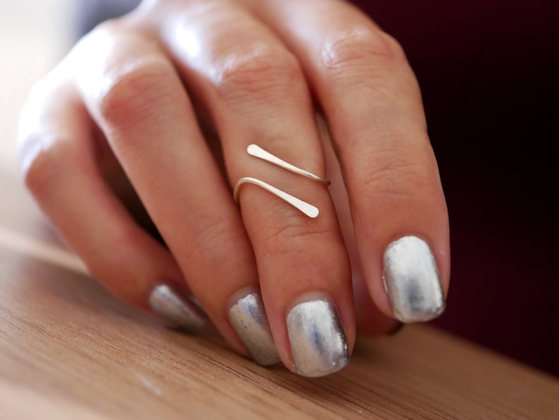 knuckle ring silver ring set adjustable designer and minimalist jewel image 1