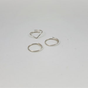 Juego de 2 anillos de punta de plata 950 joyería minimalista imagen 2