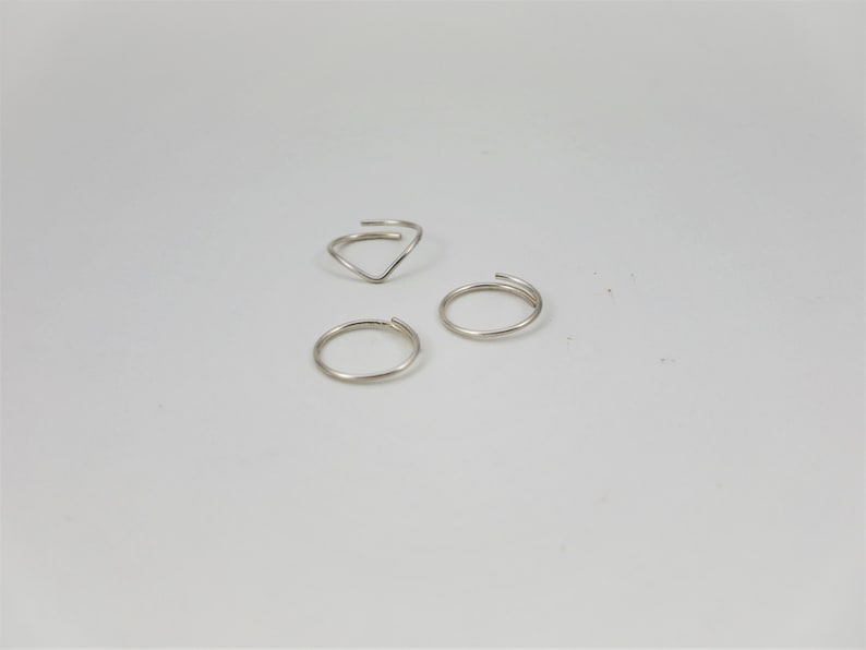 Juego de 2 anillos de punta de plata 950 joyería minimalista imagen 2