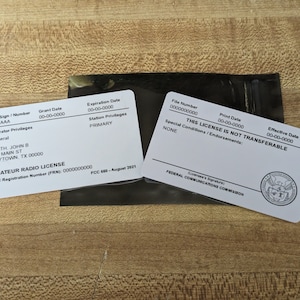 Ham Radio License Permit (NFC "tappable" or Regular Card) PVC Plastic Card