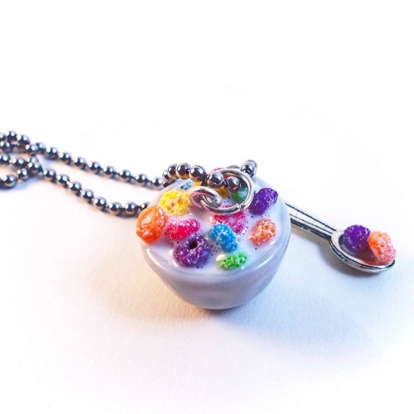 Froot Loops Necklace, Cereal And Milk, Miniature Food Jewelry