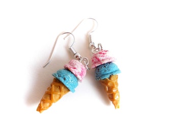 Ice Cream Earrings, Mini Food Jewelry, polymer clay