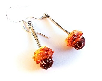 Meatball Spaghetti Earrings, Food Jewelry