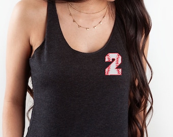 Baseball Mom Tank Top ||  Custom Number Baseball Shirt || Racerback Custom Glitter Tank || Mom Shirt