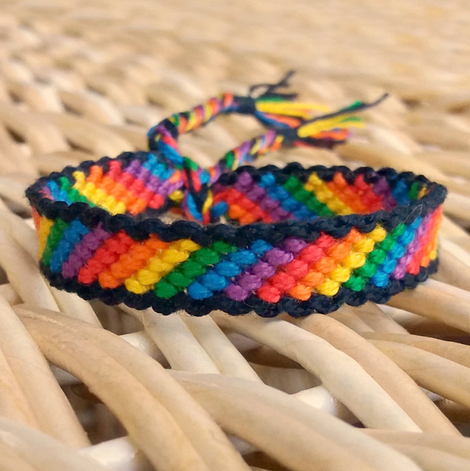Gay Pride Flag Friendship Bracelet Knotted Rainbow Bracelet Etsy