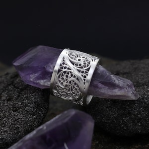 Sterling Silver Filigree Ring Wide Silver Ring Filigree Ring Artisan Filigree