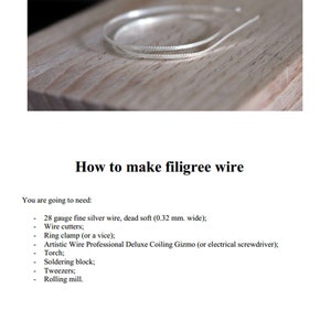 How to make traditional filigree wire for handmade filigree jewelry. PDF tutorial image 6