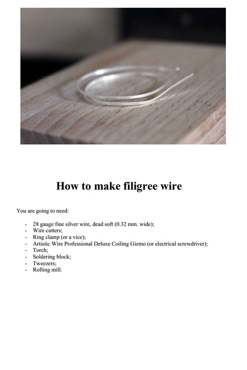 How to make traditional filigree wire for handmade filigree jewelry. PDF tutorial image 6