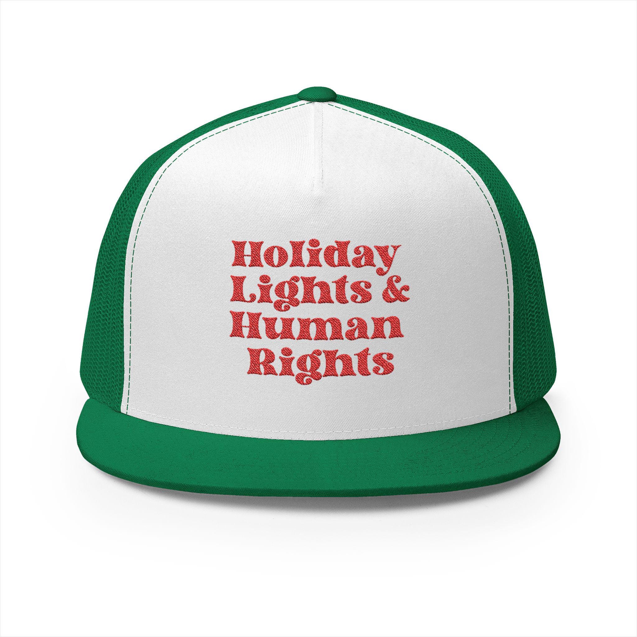 Holiday Lights & Human Rights Embroidered Trucker Hat - Etsy  display picture 2
