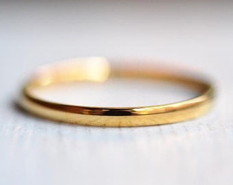 18k Gold Ring, Stainless Steel Stacking Ring, 2mm Wedding Band