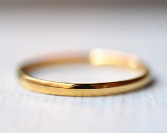 2mm Gold Ring, Gold Wedding Band, 18k Gold Ring, Non Tarnish, Thin Gold Band, Stacking Gold Ring For Women, Plain Gold Stainless Steel Ring