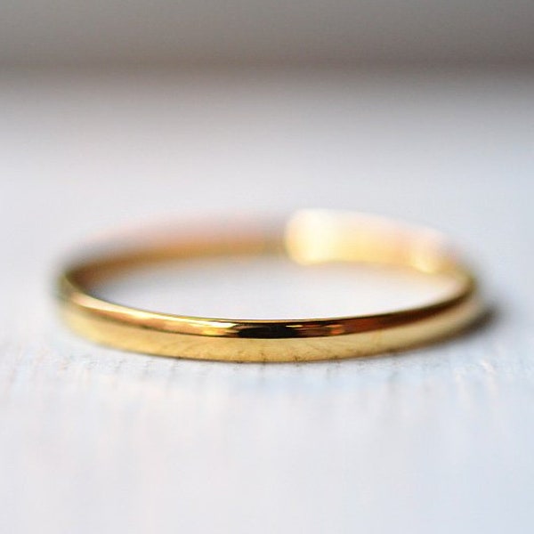 2mm Gold Ring, Gold Wedding Band, 18k Gold Ring, Non Tarnish, Thin Gold Band, Stacking Gold Ring For Women, Plain Gold Stainless Steel Ring