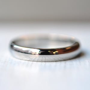 White Gold Wedding Band, 4mm Polished Plain Wedding Band, 18k White Gold Ring, Simple Classic Wedding Band For Men & Women, Stainless Steel