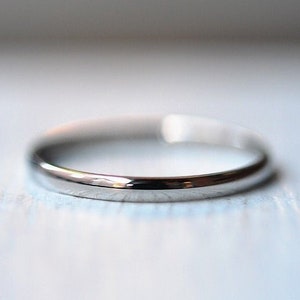 2mm 18k White Gold Ring, Waterproof, Non Tarnish, Wedding Band, Stacking Ring, Stainless Steel