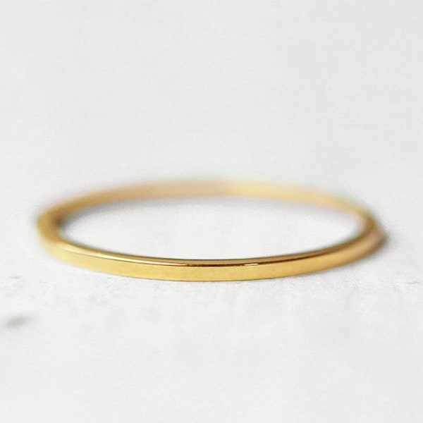 1mm Thin Gold Ring, Tarnish Resistant, Stainless Steel Ring, Gold Band, Stacking Ring, Knuckle Ring, Midi, Pinky, Thumb Ring, Wedding Band