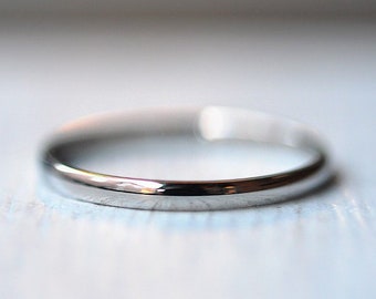 2mm Thin Gold Ring, White Gold Stacking Ring, Plain 18k Gold Ring, Stainless Steel, Thin Gold Band For Women, Dainty White Gold Wedding Band