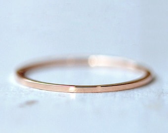 Thin Rose Gold Ring, Simple Gold Wedding Band, 1mm Rose Gold Stacking Ring, Gold Spacer Ring, Thumb Ring, Pinky Ring, Stainless Steel Band