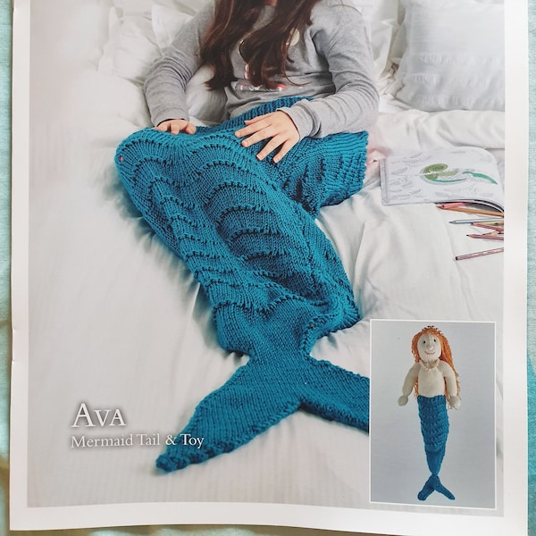 Mermaid Tail Knitting Pattern. Includes pattern for matching doll. Digital PDF Download.