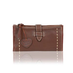 Porte-monnaie en cuir souple marron, portefeuille en cuir fait main, pochette, portefeuille de voyage
