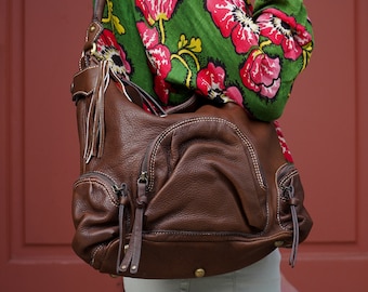 Handmade Soft Full Grain Leather Hobo Bag: Slouchy Shoulder Bag