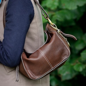 Leather Handbag, Soft Brown Leather Shoulder Bag, Handmade Leather Purse, Small Leather Hobo Bag