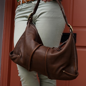 Brown Leather Shoulder Bag, Handmade, Soft Leather Purse, Slouch Leather Hobo Bag