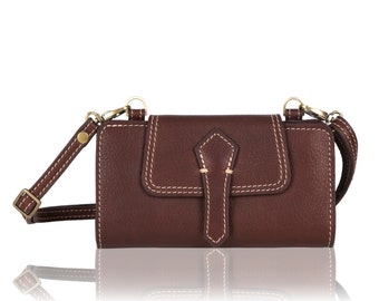 Handgemaakte leren crossbodytas: kleine leren clutch