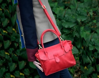 Handmade Full Grain Leather Tote Bag: Soft Crossbody Handbag