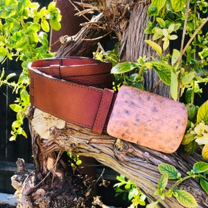 Tan Brown Leather Belt, Handmade Women's Leather Belt, Unique Sliced Leather, Vintage Buckle, Jeans Belt, Dress Belt