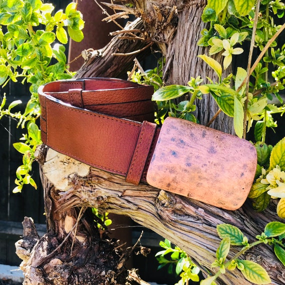 Vintage brown leather handcrafted belt Handcrafted Brown Leather Belt – Vintage Style Designer Belt  main image 4