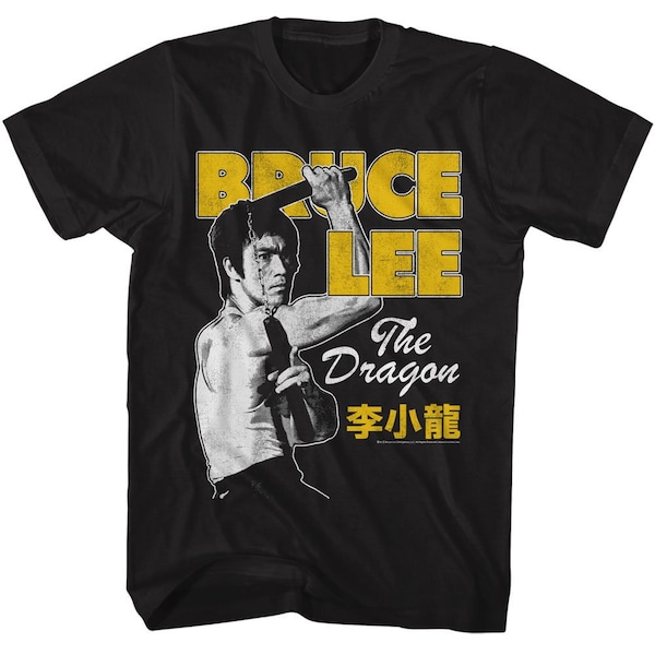 Bruce Lee Nun Chuck Pose Black Shirts