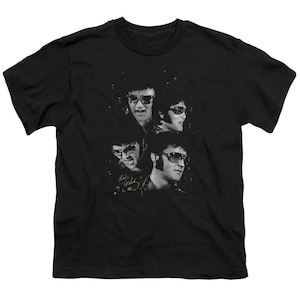Elvis Presley Faces Kid&#39;s Black T-Shirts
