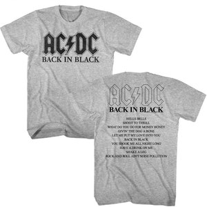 AC/DC Back in Black Album Front & Back Heather Grey Shirts