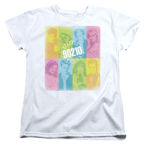 Beverly Hills 90210 Color Block Cast Juniors and Women White T-Shirts