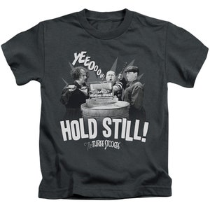 Three Stooges Hold Still Kid&#39;s Charcoal T-Shirts