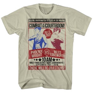 Ace Attorney Combat in The Courtroom Adult Khaki Heather Shirt